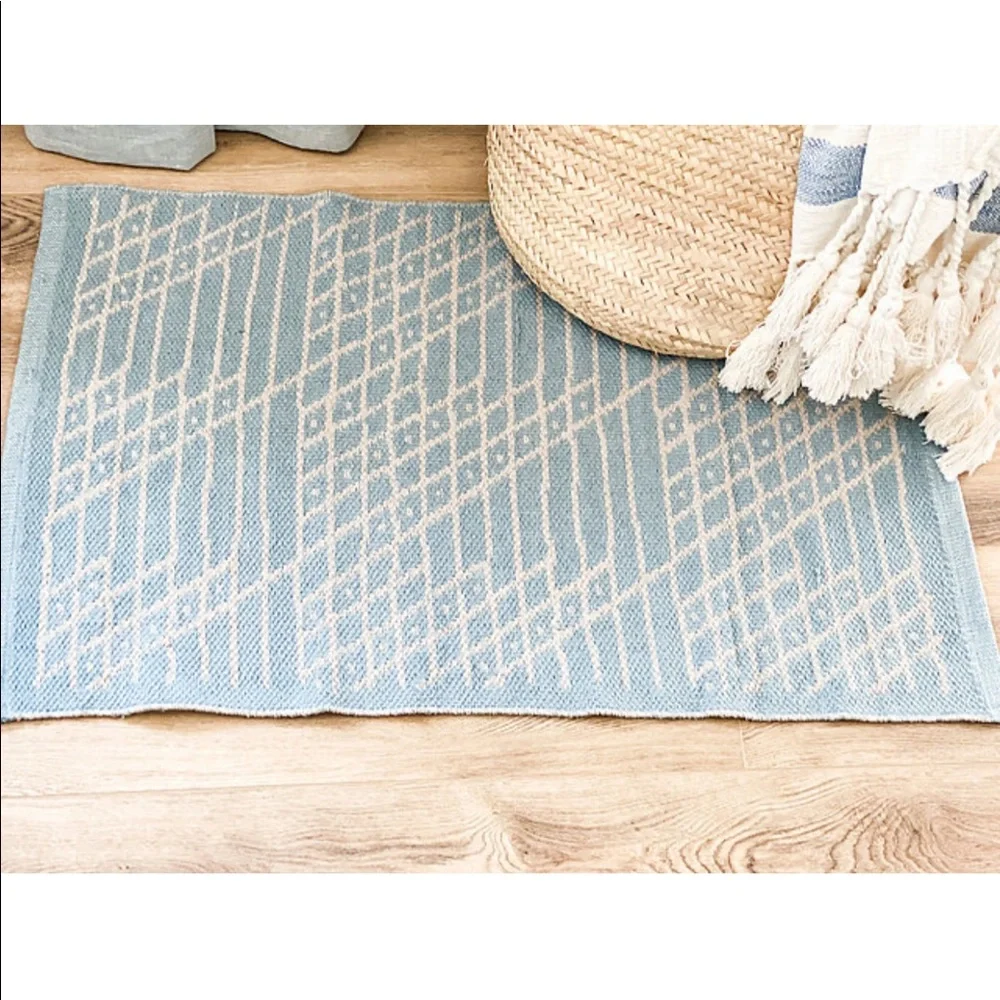 Brand new boutique Classic light blue/Creme rug super soft great gift